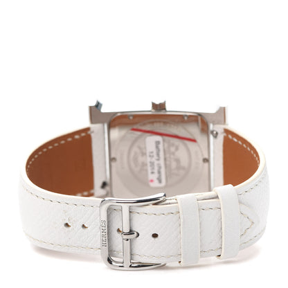 Hermes Stainless Steel Epsom 30.5mm Heure H Hour Quartz Watch Blanc 3 of 5