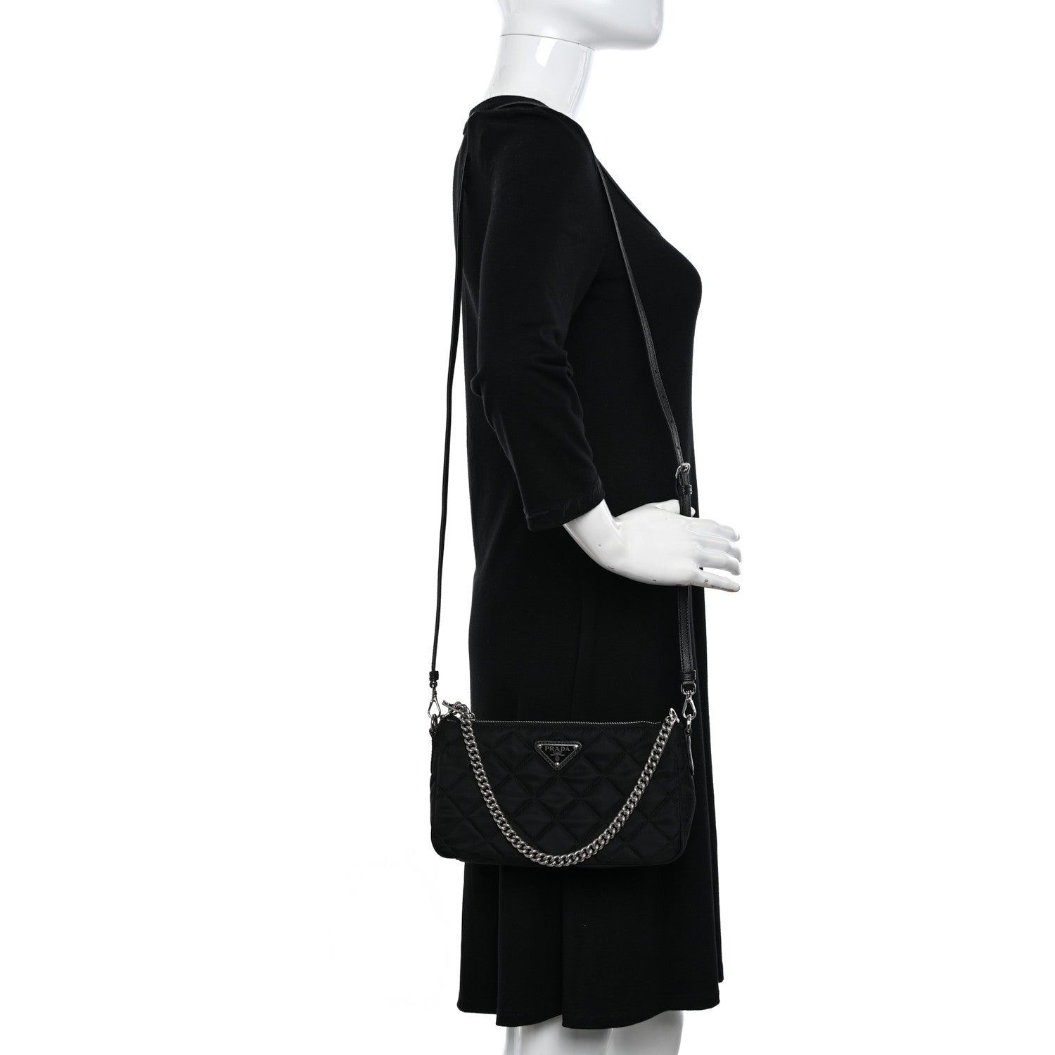 Prada Nylon Tessuto Impuntu Quilted Crossbody Bag Black 2 of 10