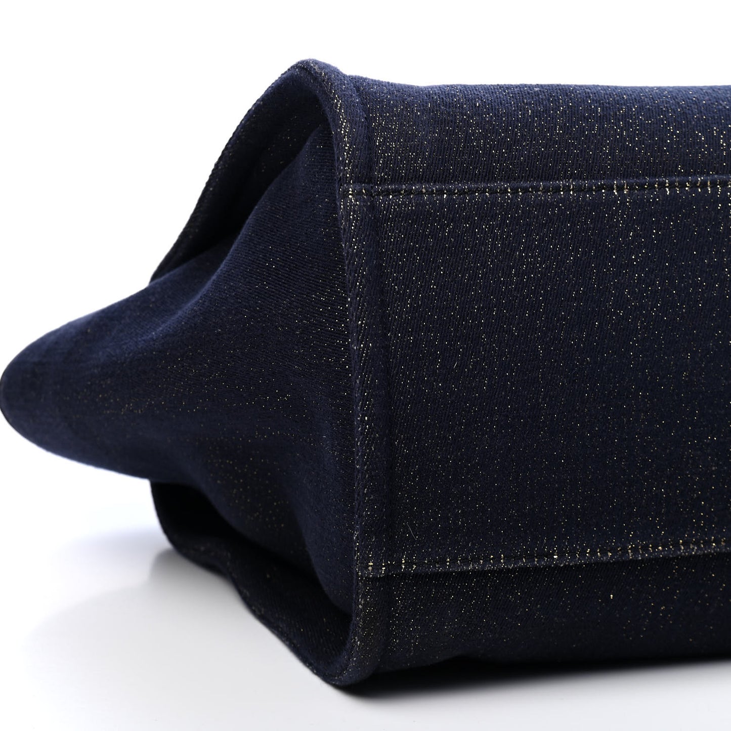 Lurex Canvas Medium Deauville Tote Navy Blue Gold