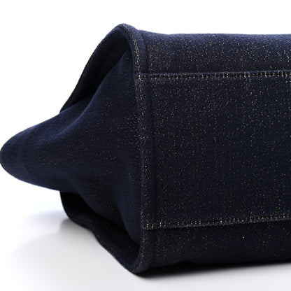 Chanel Lurex Canvas Medium Deauville Tote Navy Blue Gold 7 of 8