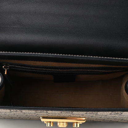 Gucci GG Supreme Monogram Calfskin Small Padlock Top Handle Bag Beige Black Cuir 5 of 11