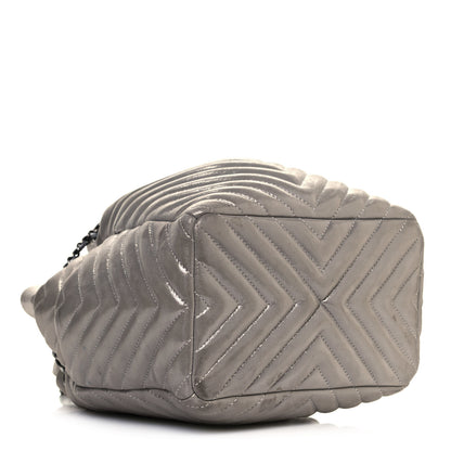 Chanel Iridescent Calfskin Chevron Small Urban Spirit Drawstring Bag Silver 3 of 17