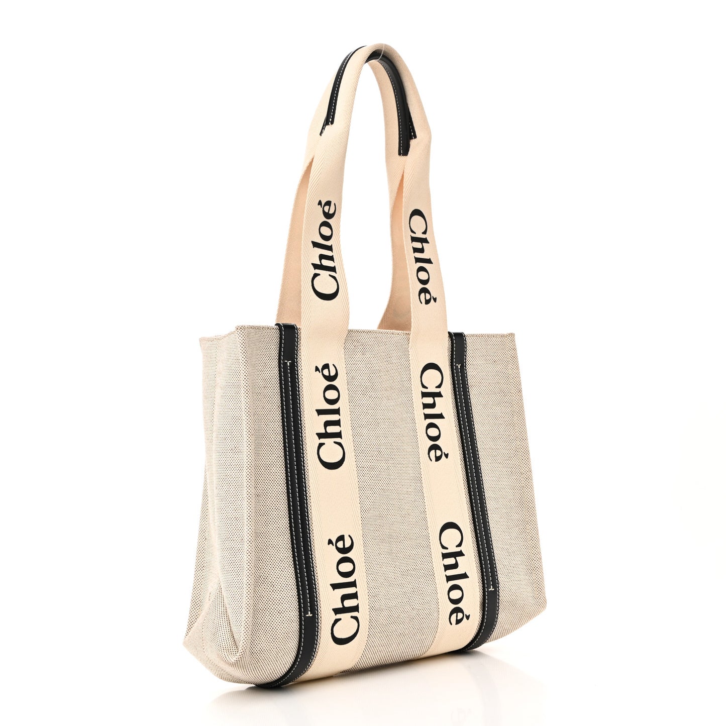 Cotton Calfskin Medium Woody Ribbon Tote White Blue
