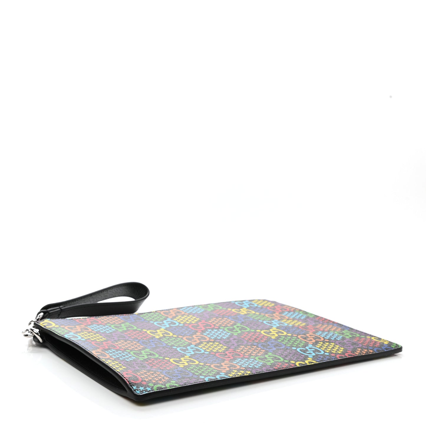 GG Supreme Monogram Psychedelic Zip Wristlet Pouch Black Multicolor