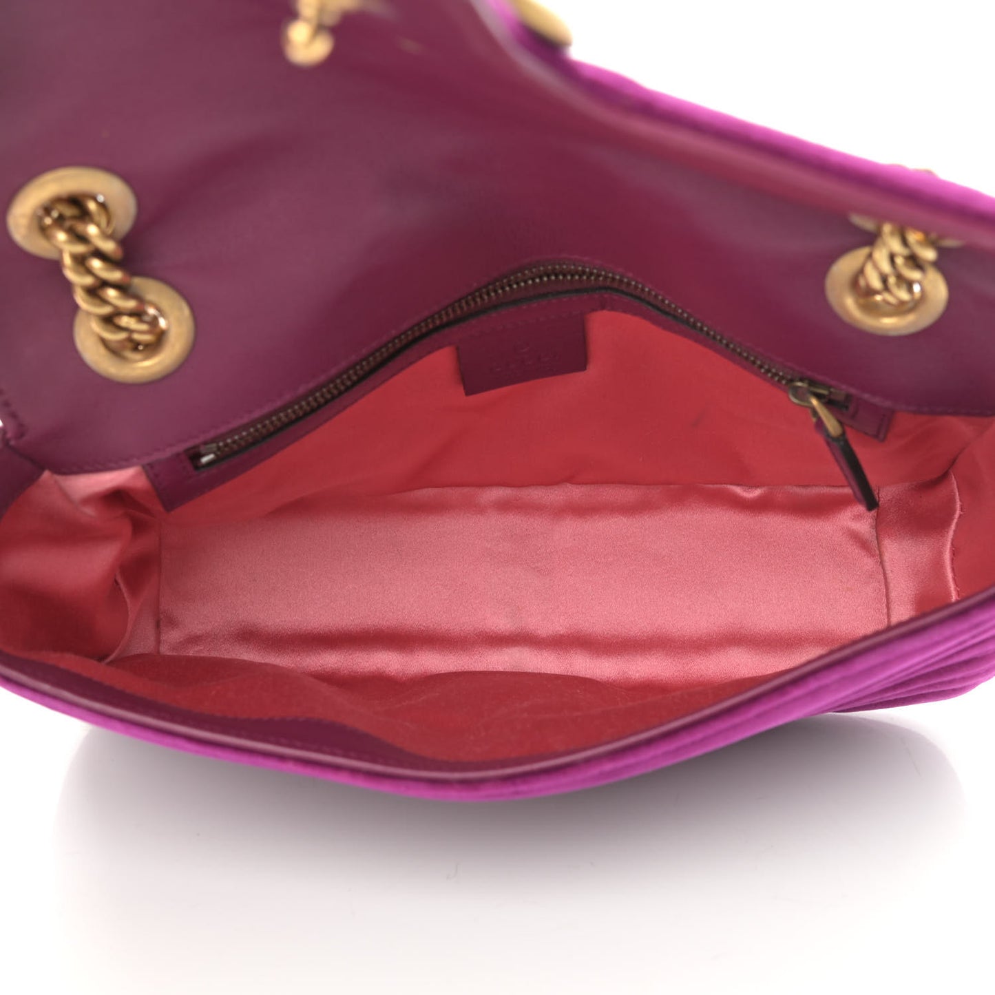 Velvet Matelasse Small GG Marmont Shoulder Bag Fuchsia Violet Cyclamen