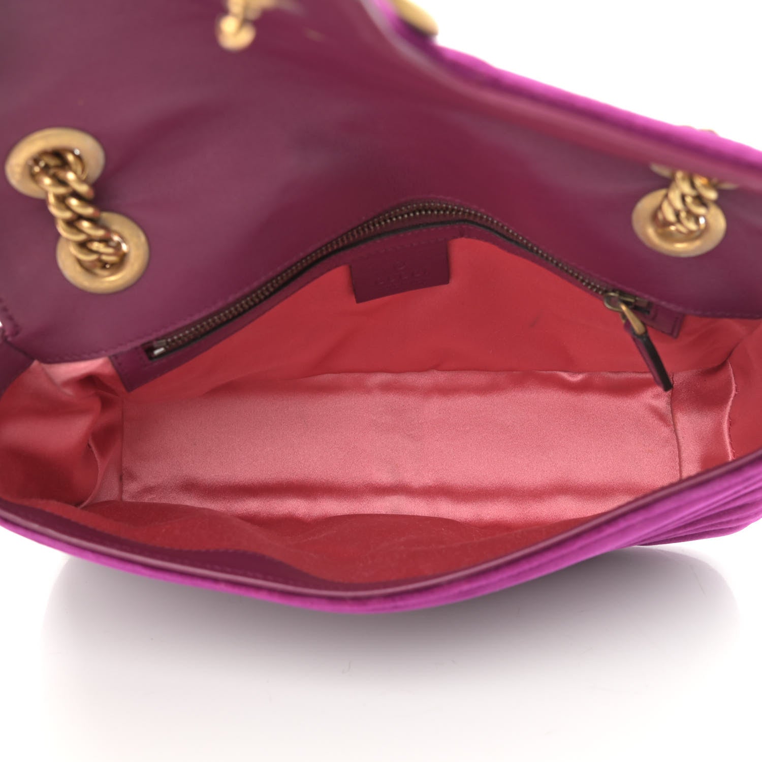 Gucci Velvet Matelasse Small GG Marmont Shoulder Bag Fuchsia Violet Cyclamen 5 of 17
