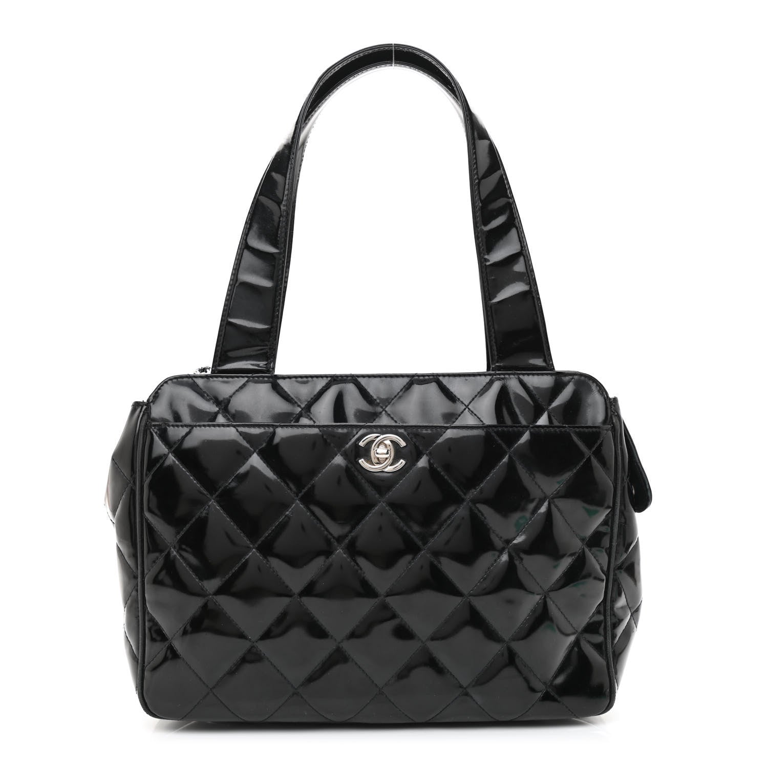 Chanel Patent Quilted Shoulder Bag Black 1 of 16