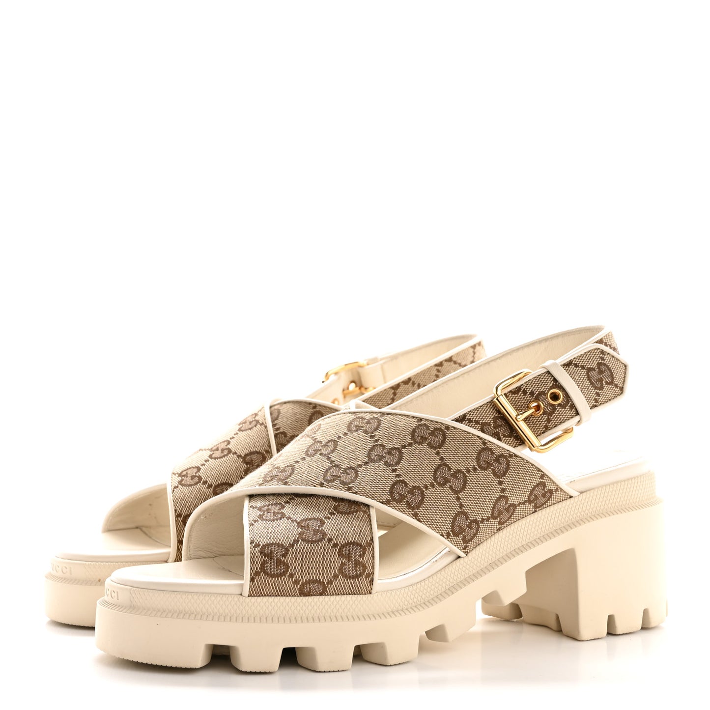 Monogram Granada Kid Trip 40/72mm Lug Sole Sandals 40.5 Beige Ebony Mystic White