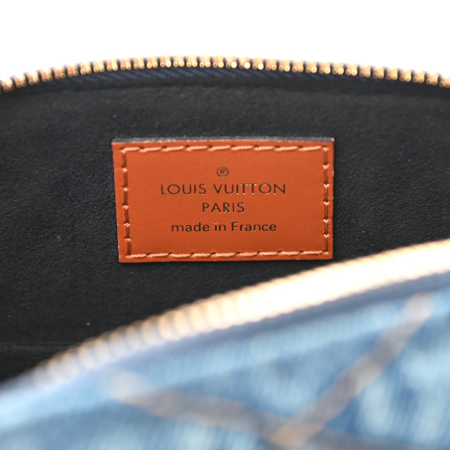 Denim Calfskin Reverse Monogram Malletage Alma BB Blue