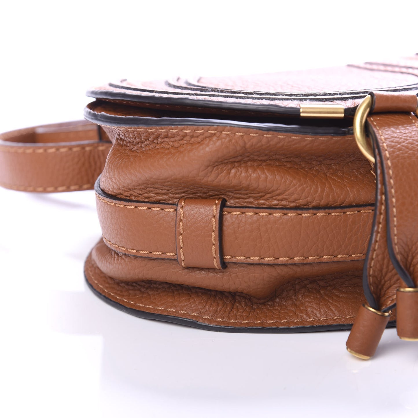 Calfskin Mini Marcie Round Crossbody Bag Tan