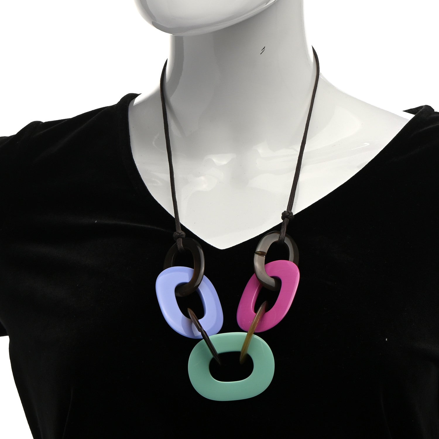 Hermes Lacquered Wood Buffalo Horn Karamba Necklace 2 of 8