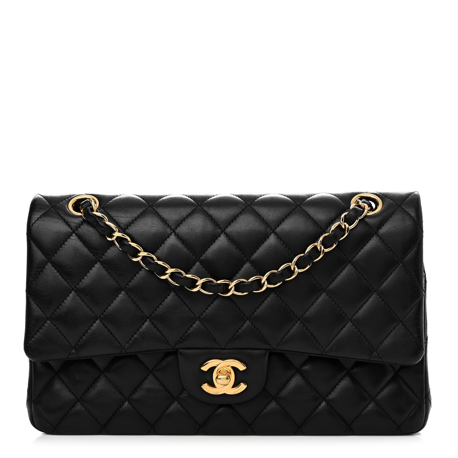 Chanel Lambskin Quilted Medium Double Flap Black 1 of 10