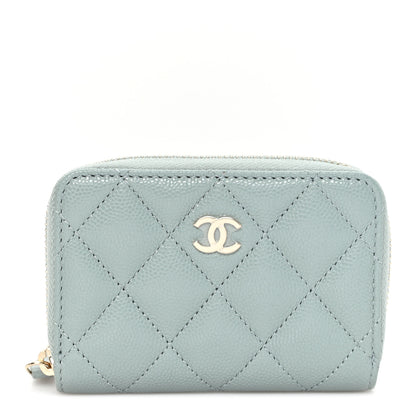 Chanel Caviar Quilted Zip Around Coin Purse Wallet Grey 1 of 7