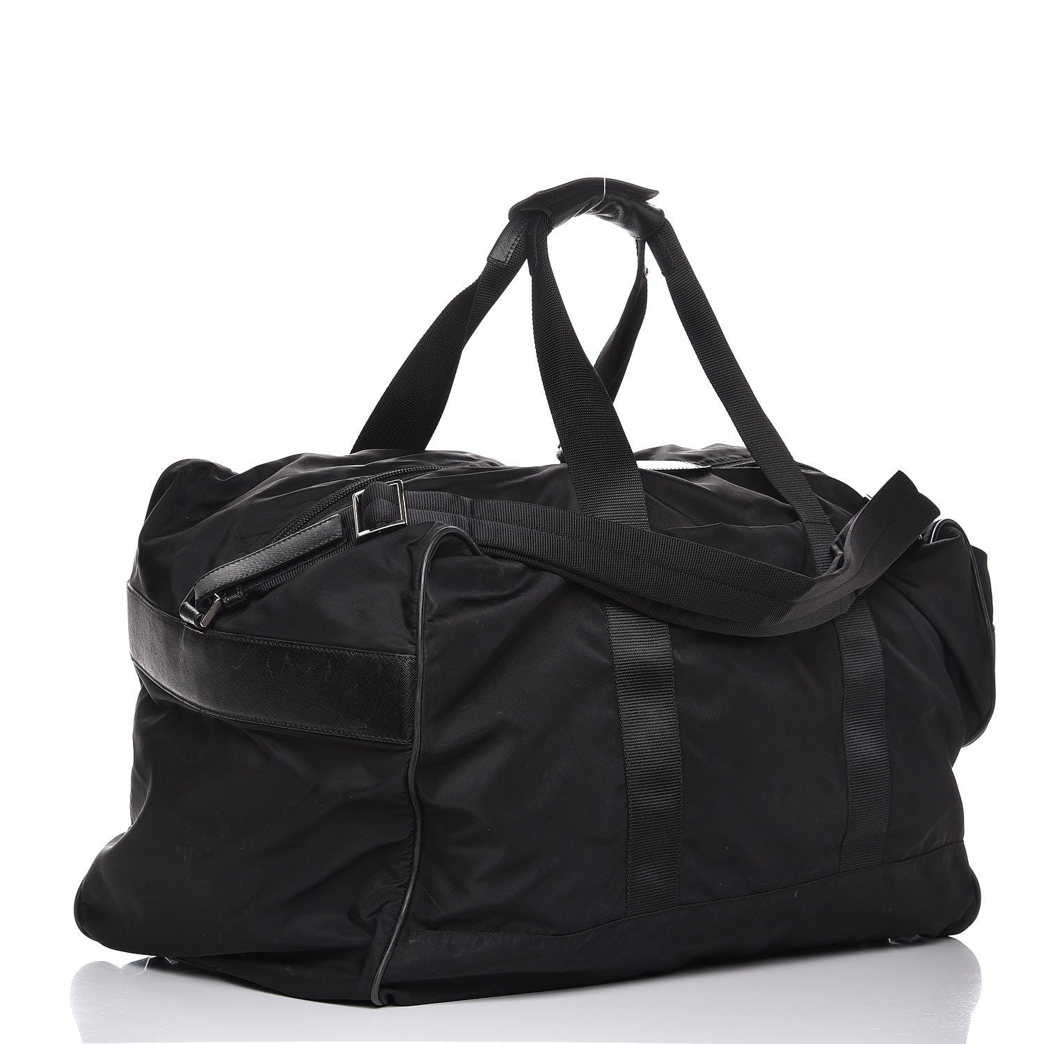 Prada Tessuto Nylon Saffiano Viaggio Carry On Travel Bag Black 4 of 17
