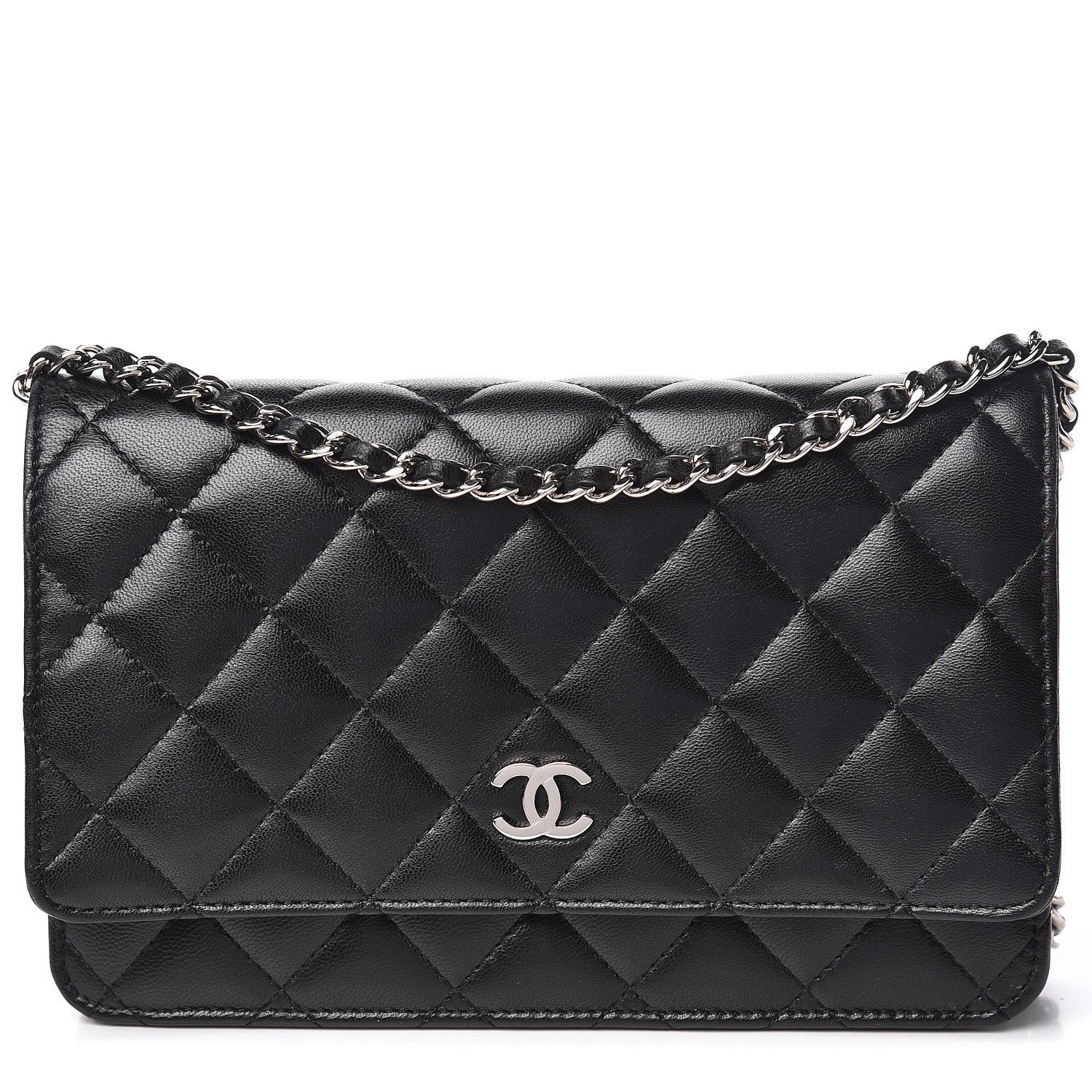 Chanel Lambskin Quilted Wallet On Chain WOC Black 1 of 14