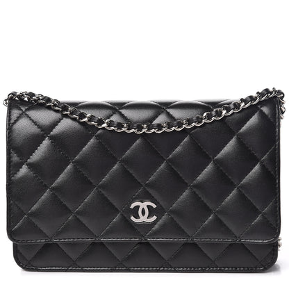 Chanel Lambskin Quilted Wallet On Chain WOC Black 1 of 14