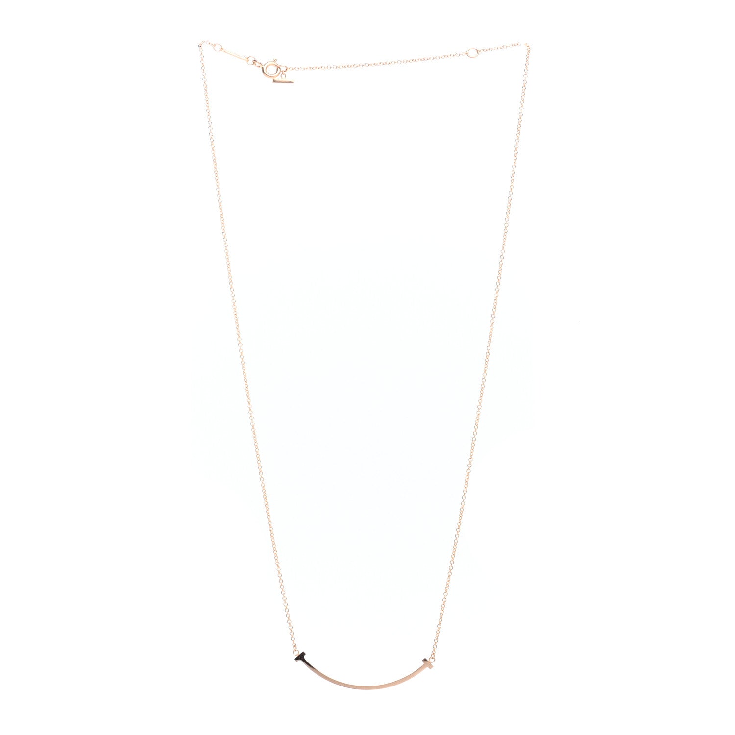 Tiffany 18K Rose Gold Small T Smile Pendant Necklace 3 of 4