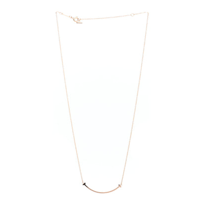Tiffany 18K Rose Gold Small T Smile Pendant Necklace 3 of 4