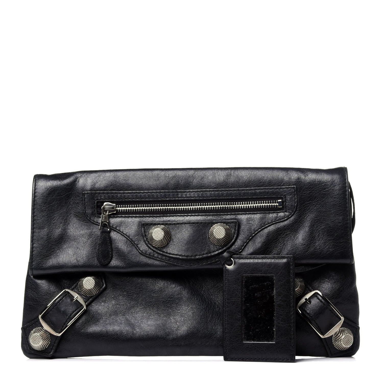 Balenciaga Agneau Giant 21 Silver Hardware Envelope Clutch Black 1 of 10