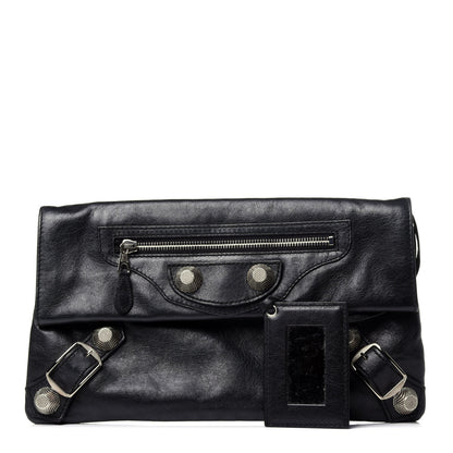 Balenciaga Agneau Giant 21 Silver Hardware Envelope Clutch Black 1 of 10