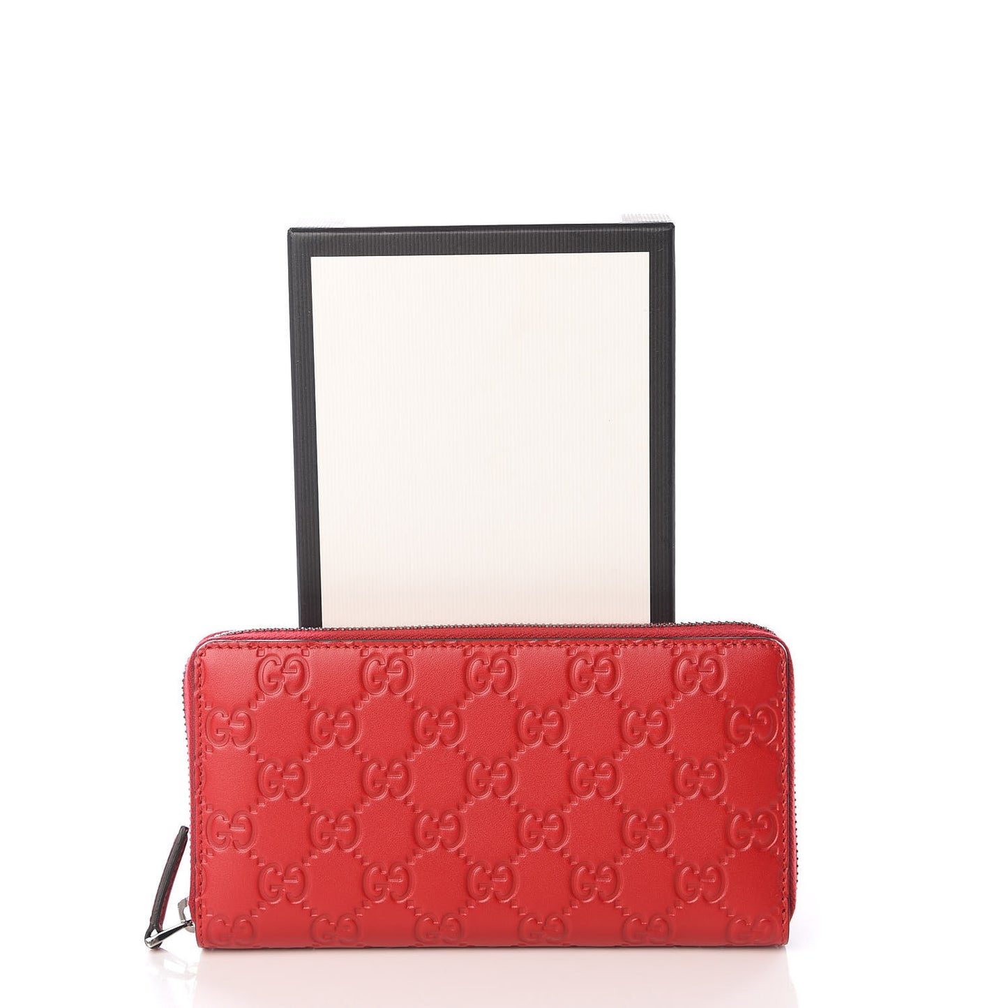Guccissima Signature Zip Around Wallet Hibiscus Red