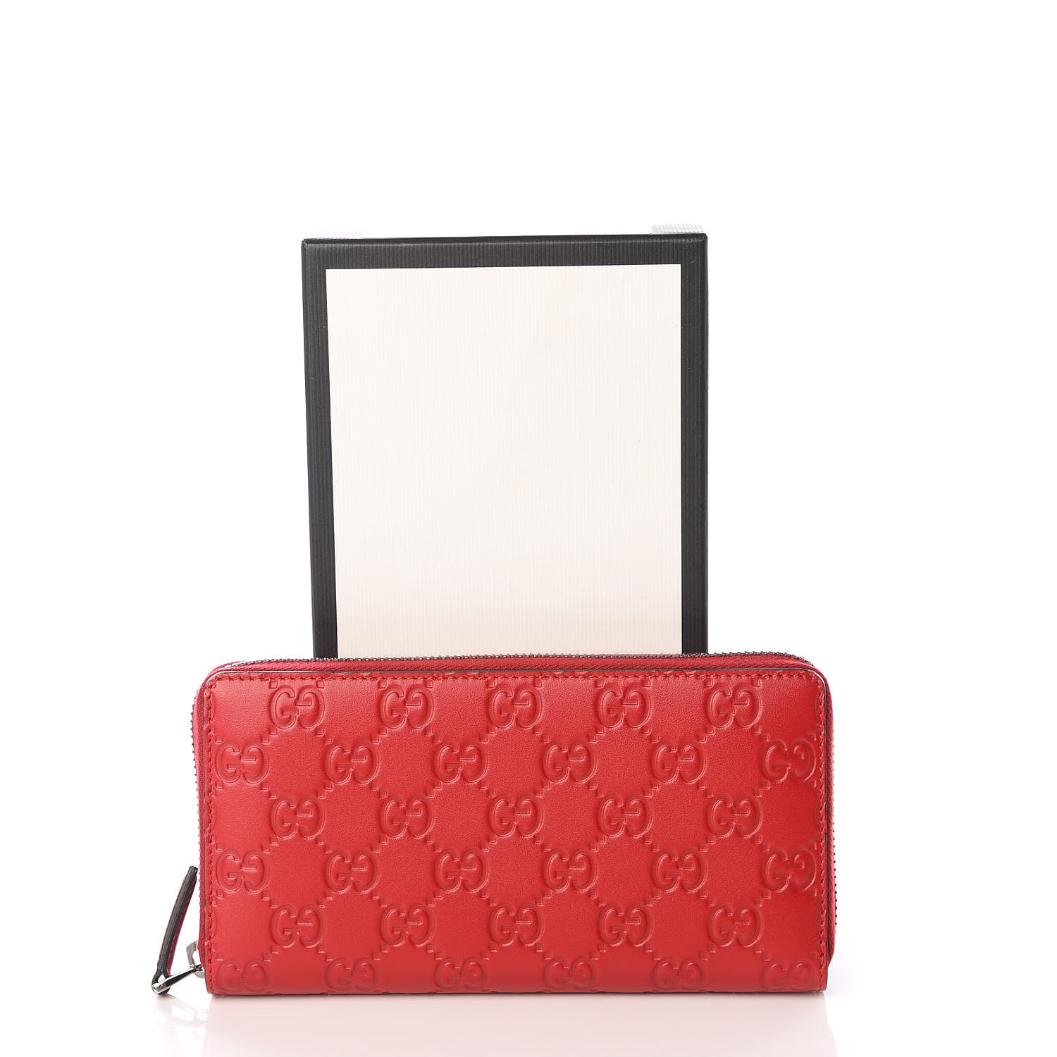 Gucci Guccissima Signature Zip Around Wallet Hibiscus Red 8 of 8