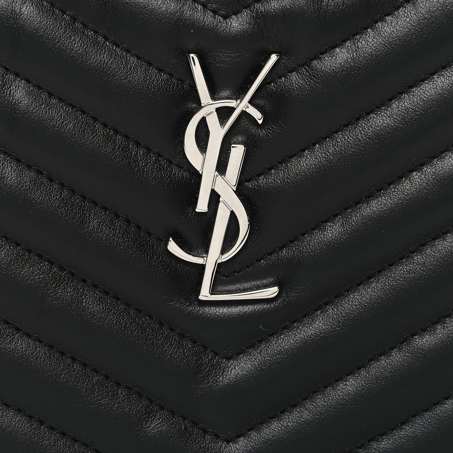 Saint Laurent Calfskin Matelasse Chevron Monogram Pouch Black 8 of 11