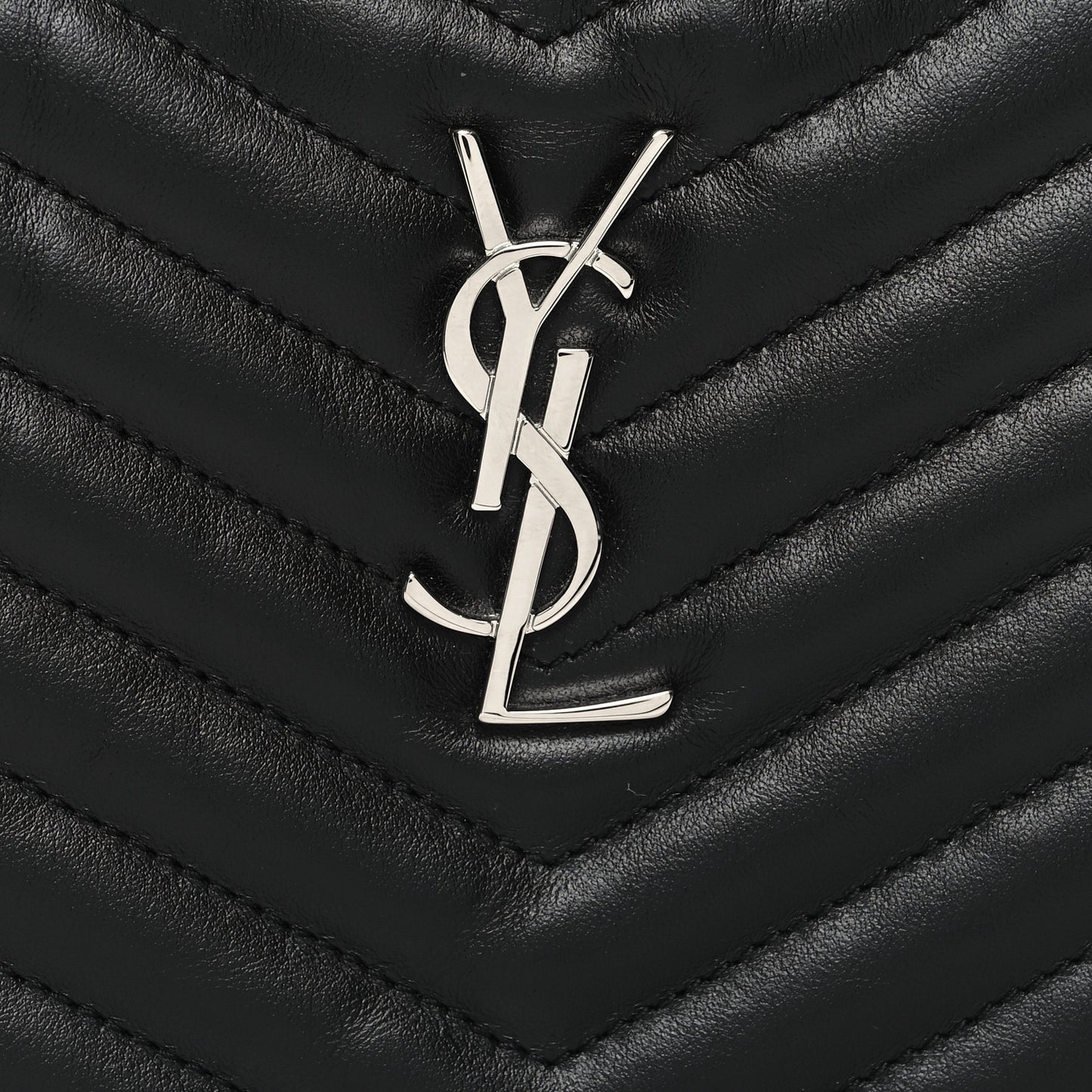 Calfskin Matelasse Chevron Monogram Pouch Black