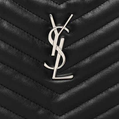 Saint Laurent Calfskin Matelasse Chevron Monogram Pouch Black 8 of 11
