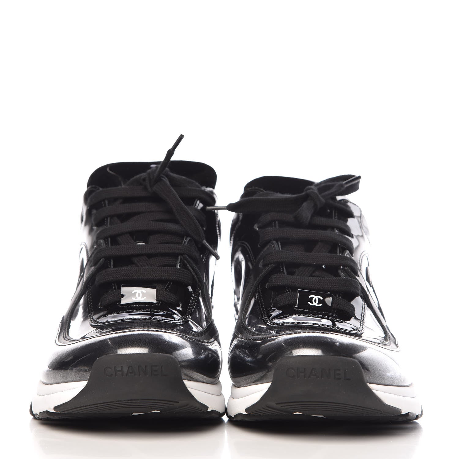 Chanel Calfskin Patent Transparent Sneakers 40.5 Black 2 of 9