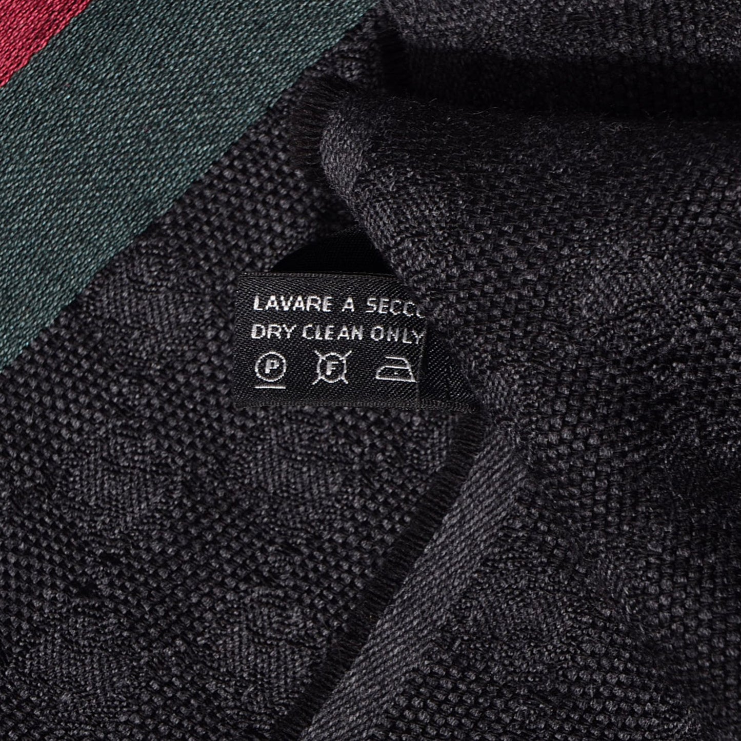 Wool Silk GG Monogram Web Verbier Fringe Scarf Black