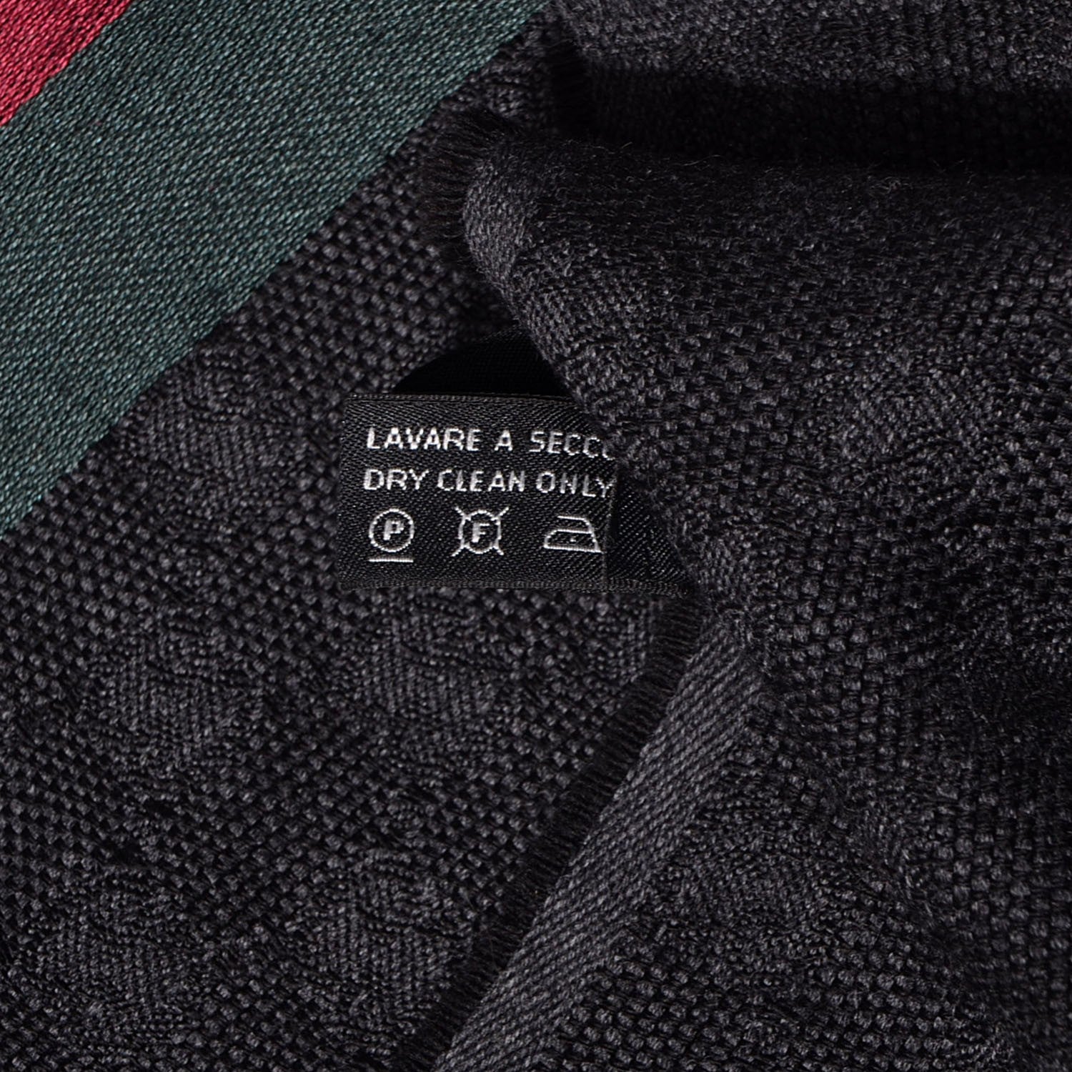 Gucci Wool Silk GG Monogram Web Verbier Fringe Scarf Black 5 of 6
