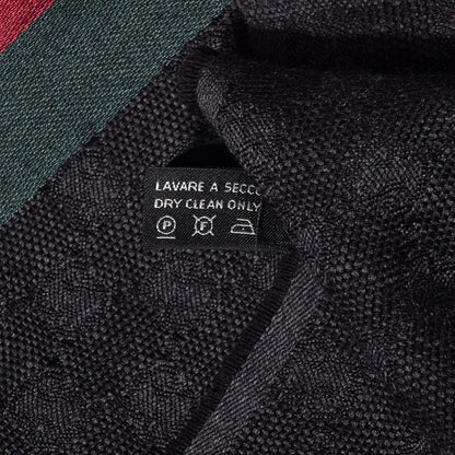 Gucci Wool Silk GG Monogram Web Verbier Fringe Scarf Black 5 of 6