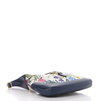 Gucci Canvas Flora Jackie O Hobo Blue Agata 3 of 9