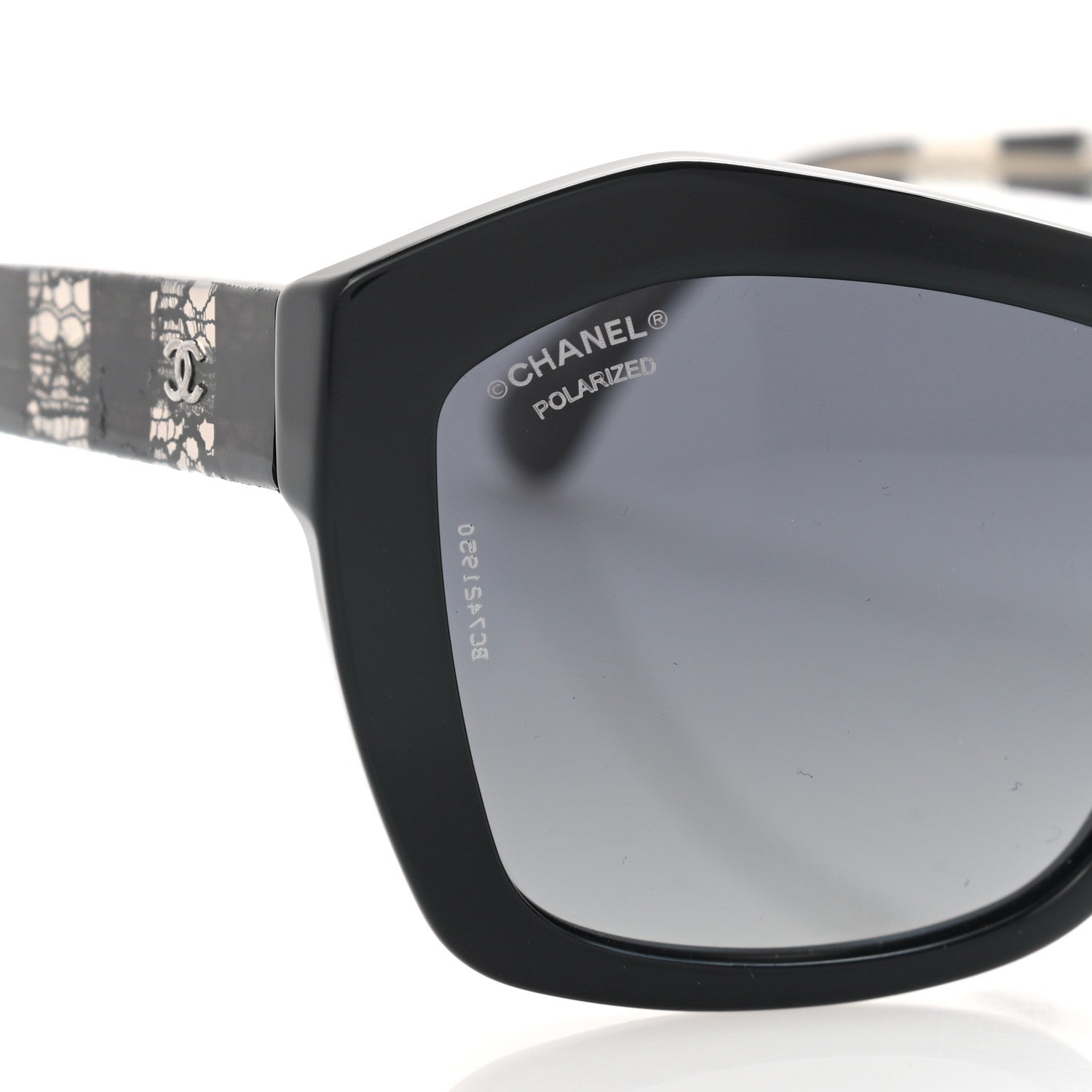 Chanel Acetate Lace Effect Sunglasses 5296 Black 7 of 8