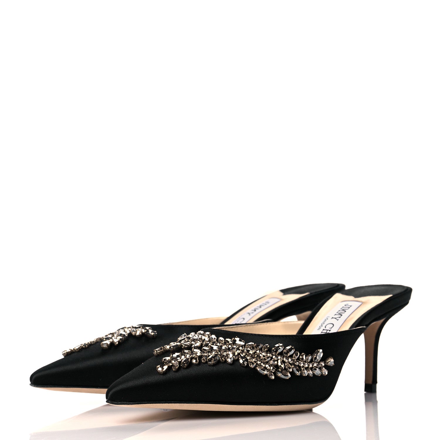 Jimmy Choo Satin Crystal Rav 65 Heels 37.5 Black 3 of 10