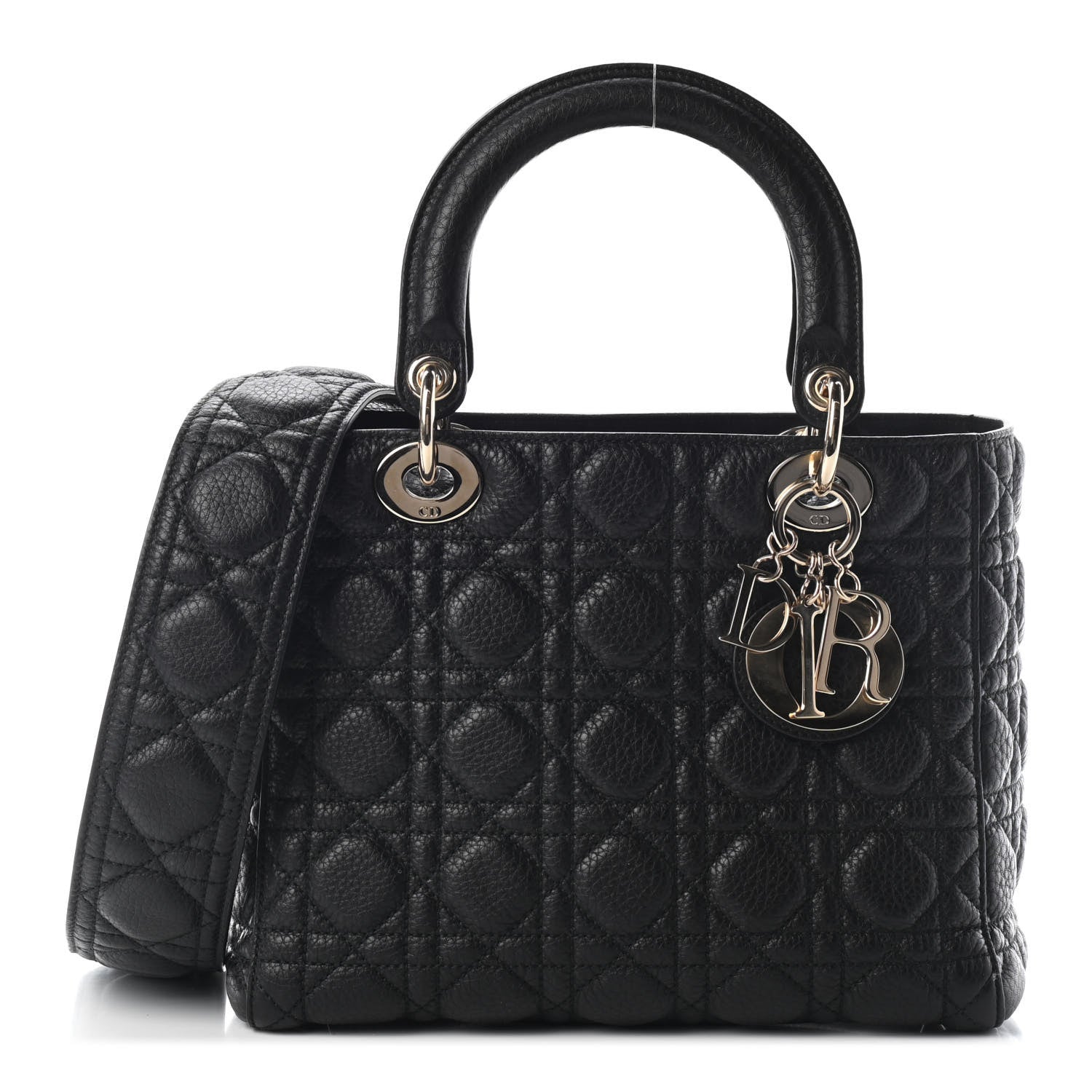 Christian Dior Grained Calfskin Cannage Medium Supple Lady Dior Black 1 of 9
