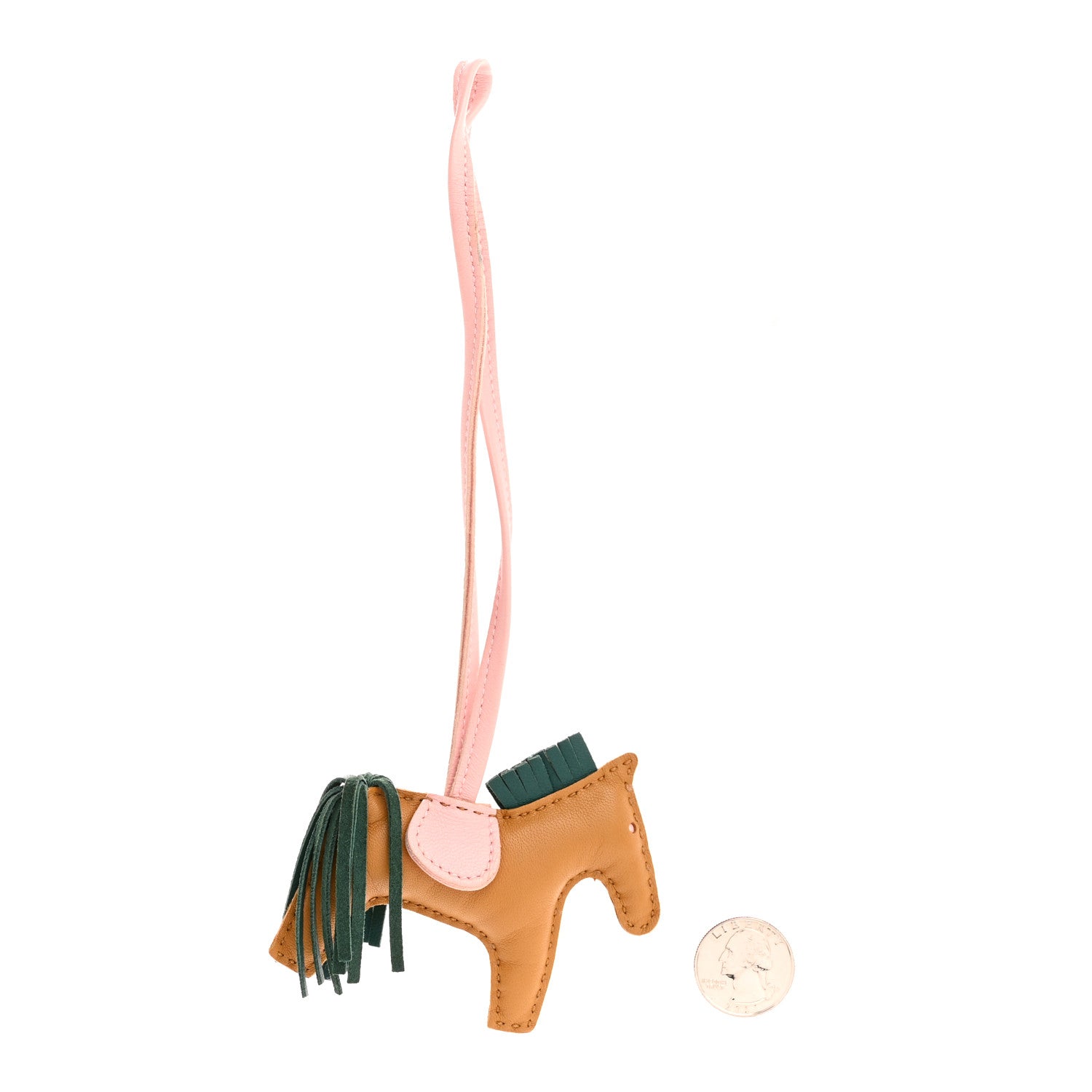 Hermes Milo Lambskin Grigri Rodeo Horse Bag Charm PM Sesame Malachite Rose Sakura 2 of 5