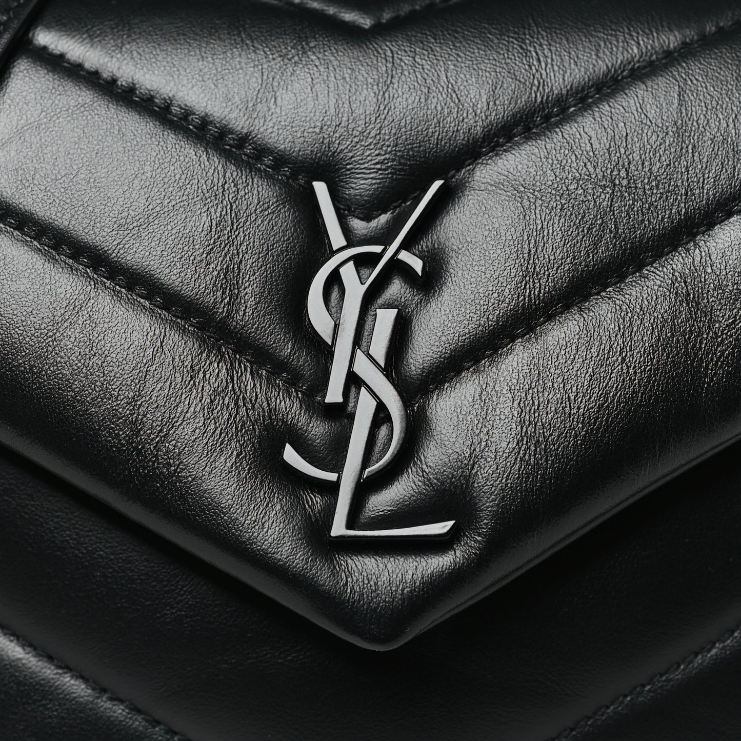 Calfskin Y Quilted Monogram Monochrome Toy Loulou Crossbody Bag Black