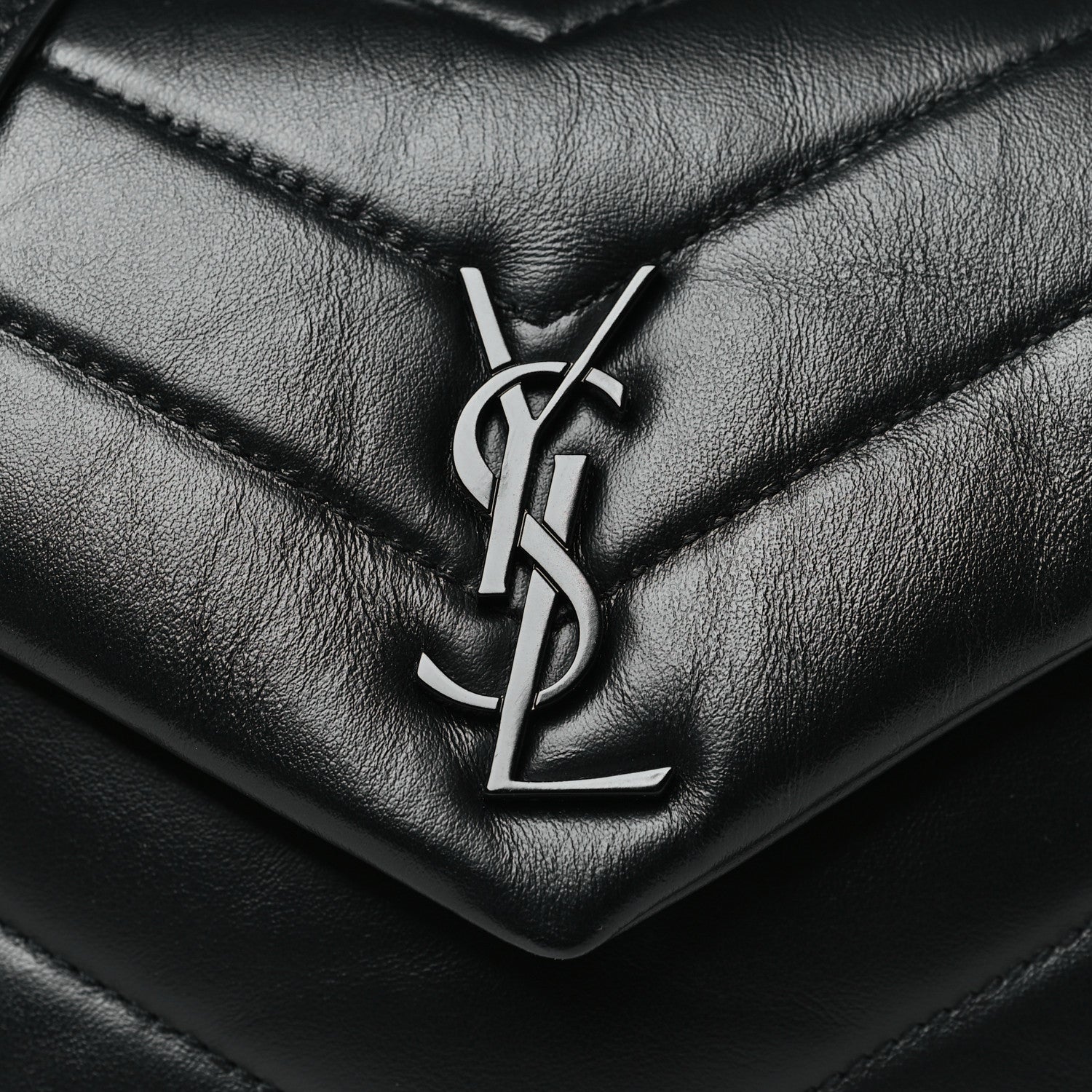 Saint Laurent Calfskin Y Quilted Monogram Monochrome Toy Loulou Crossbody Bag Black 8 of 10