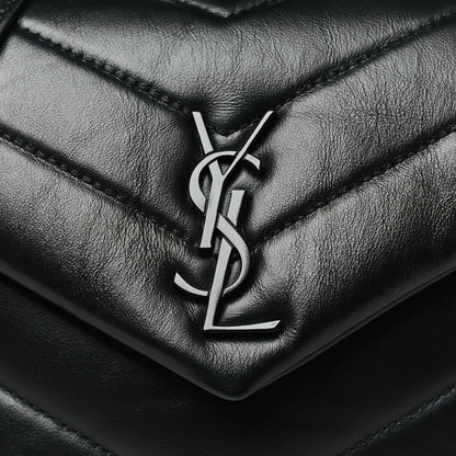 Saint Laurent Calfskin Y Quilted Monogram Monochrome Toy Loulou Crossbody Bag Black 8 of 10
