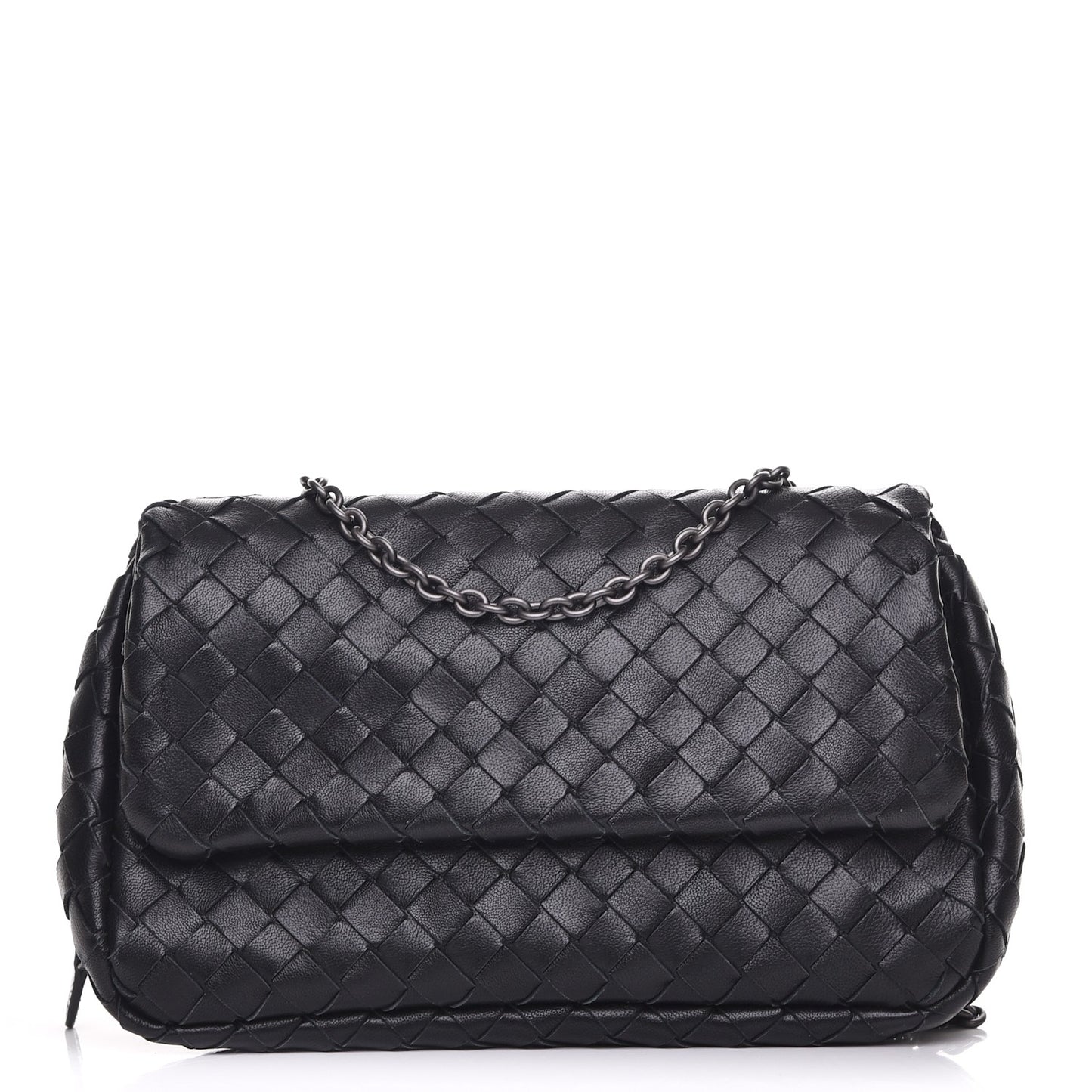Nappa Intrecciato Small Chain Crossbody Black