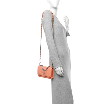 Chanel Lambskin Quilted Chanel 19 Wallet On Chain WOC Light Orange 2 of 12