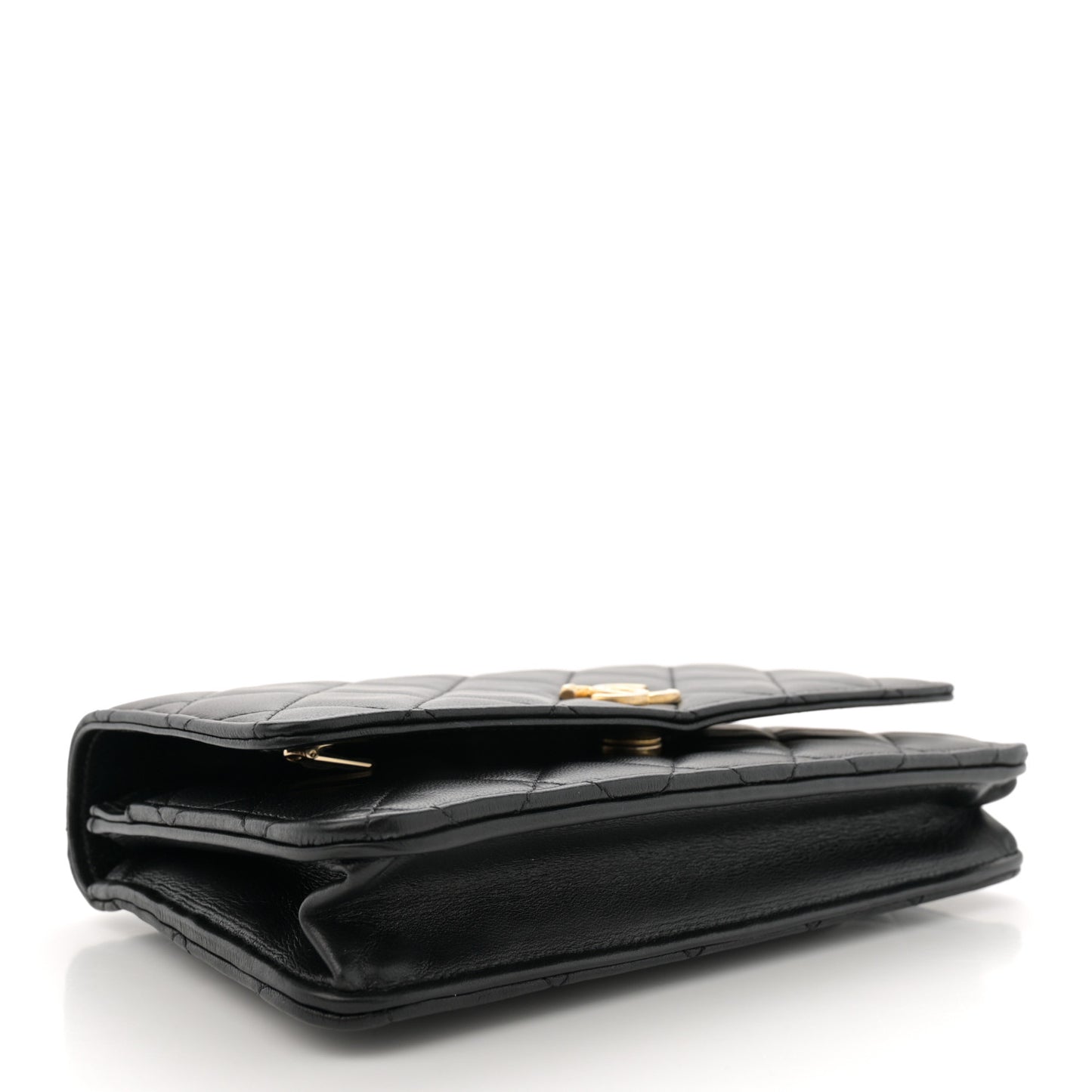 Lambskin Quilted Pick Me Up Wallet On Chain WOC Black