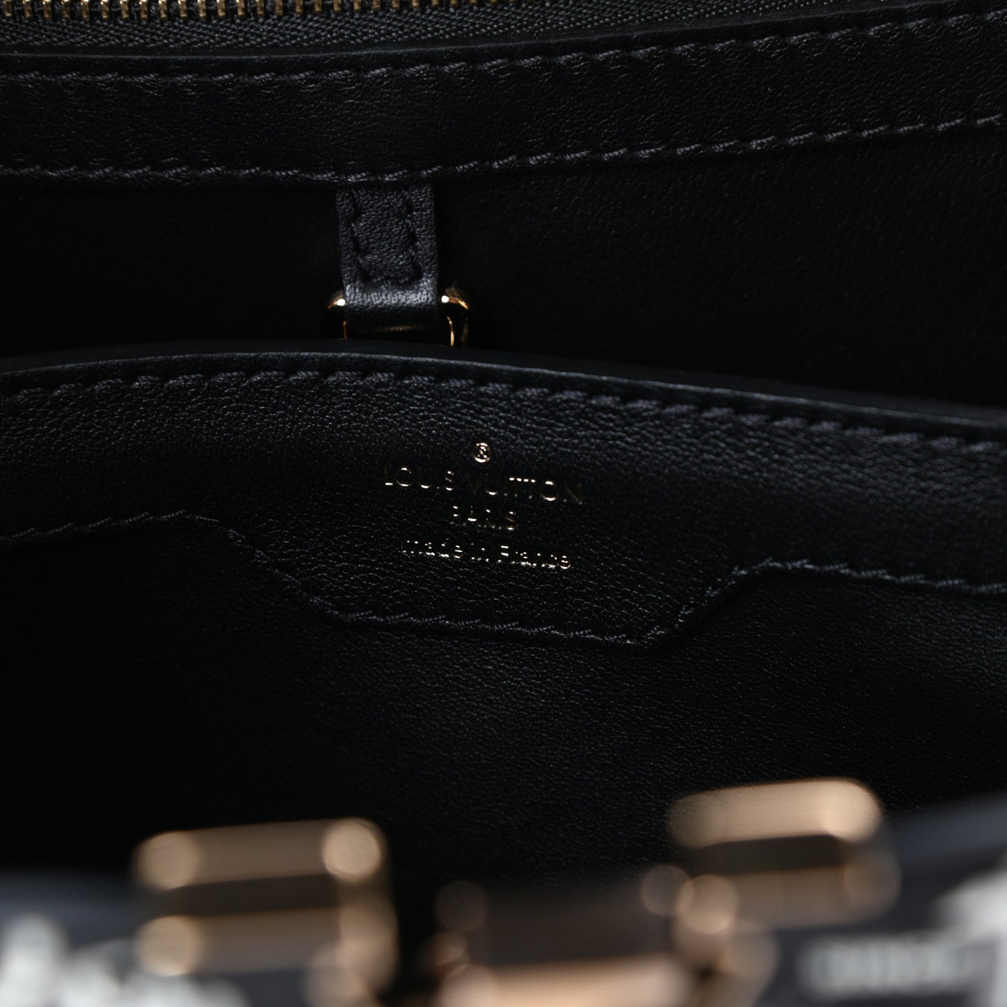 Calfskin Since 1854 Embroidered Capucines PM Black