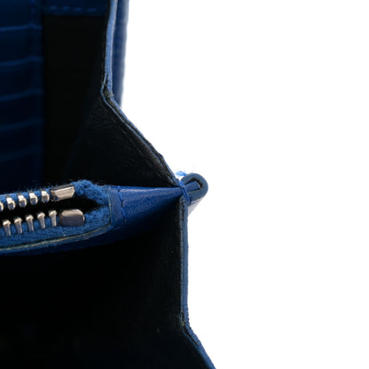 Saint Laurent Calfskin Crocodile Embossed Monogram Chain Wallet Royal Blue 14 of 18