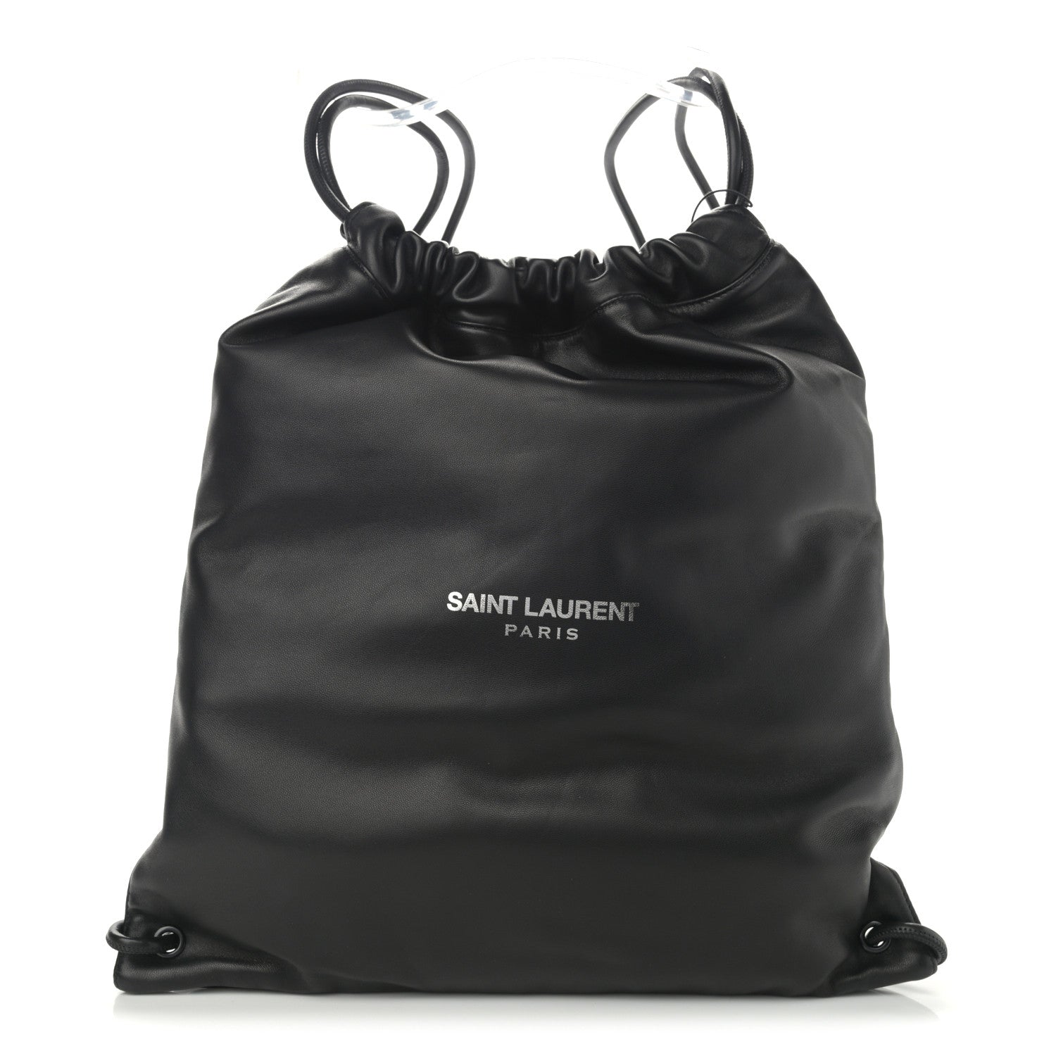 Saint Laurent Lambskin Teddy Drawstring Bag Black 2 of 10