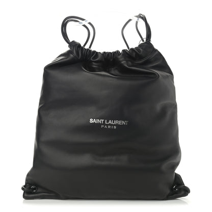 Saint Laurent Lambskin Teddy Drawstring Bag Black 2 of 10