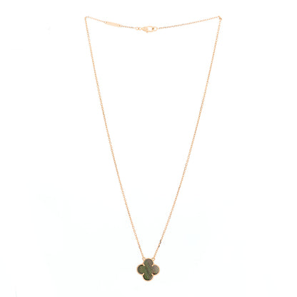 Van Cleef & Arpels 18K Rose Gold Gray Mother of Pearl Vintage Alhambra Pendant Necklace 2 of 4