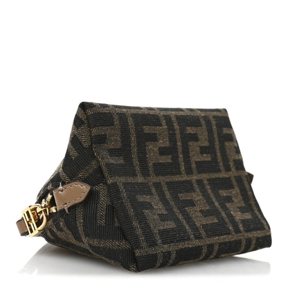 Fendi Fabric Jacquard FF 1974 Small Beauty Pouch Tobacco Moro Black 4 of 7